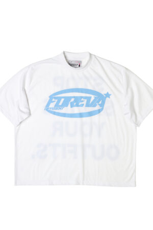 STOP SAVING YOUR OUTFITS T-Shirt – White/Blue Print